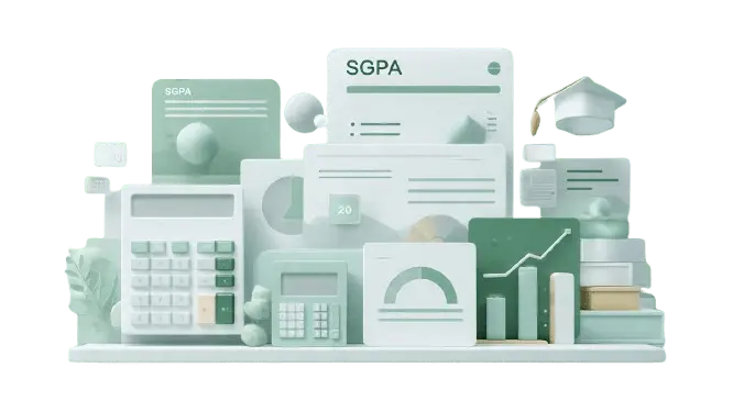 SGPA to CGPA calculator interface with academic performance charts and dashboard